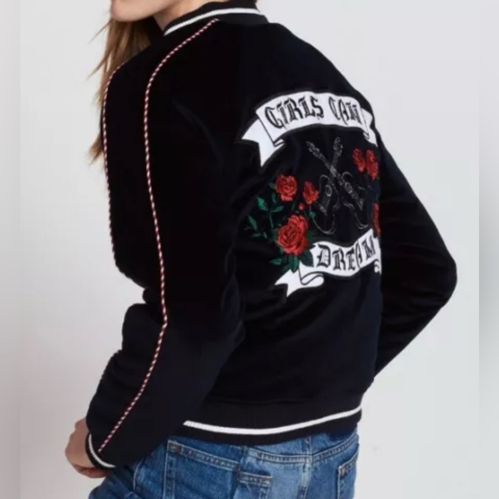 Sandro Reversible Velvet Bomber Jacket Size1(Small)$645